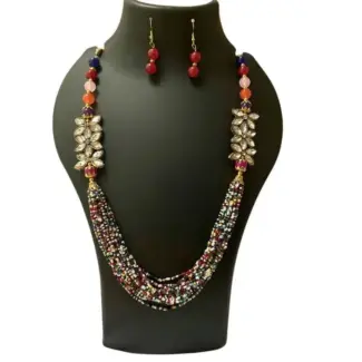 Multi Coloured Saree Maala with Earrings