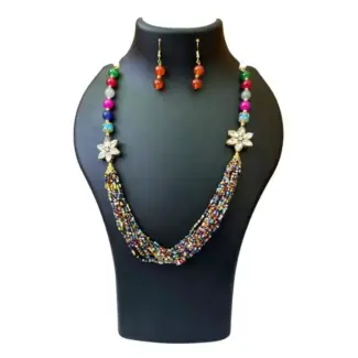 Multi Colored Saree Maala with Earrings