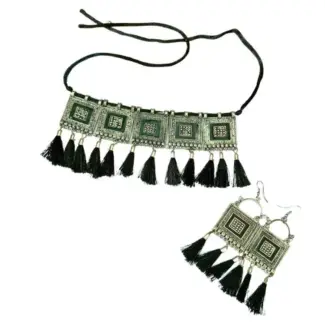 Black Oxidised Choker Necklace set