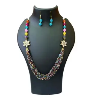 Multi Colored Saree Maala with Earrings