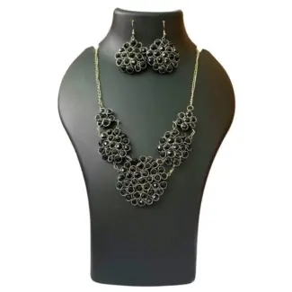 Black Saree Maala with Earrings