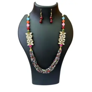 Multi Colour Saree Maala with Earrings