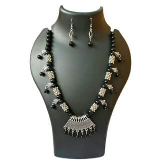 Black Saree Maala with Earrings