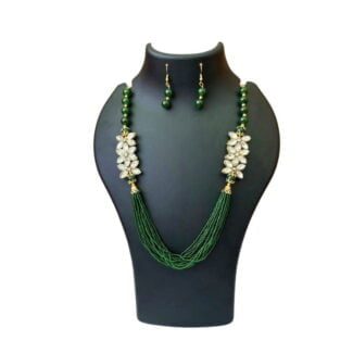 Green Saree Maala with Earrings