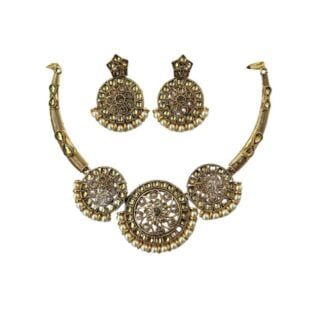 Stoned design Necklace with Earrings