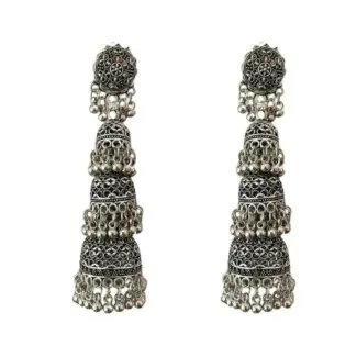 Oxidised Three tier Jhumka