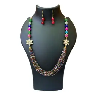 Multi colored Saree Maala with Earrings
