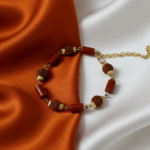 Gold plated brass Red stone beaded Bracelet for Men