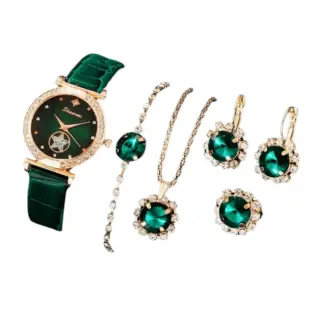 Green Watch with Full Jewellery Set