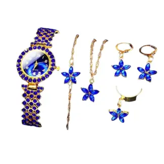 Blue Watch with Full Jewellery Set