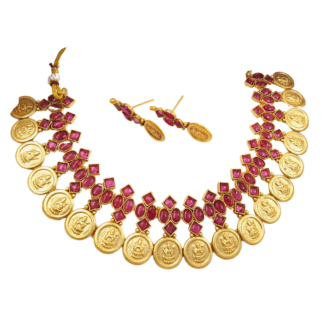 Lakshmi Coin Necklace with Earrings
