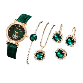 Green Watch with Full Jewellery Set