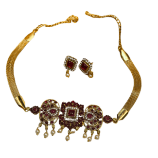 High Neck Simple Choker with Necklace