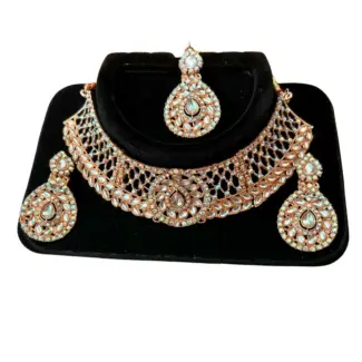 Rose Gold Necklace set with Tikka