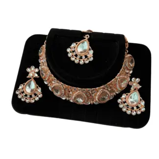Rose Gold Necklace set with Tikka
