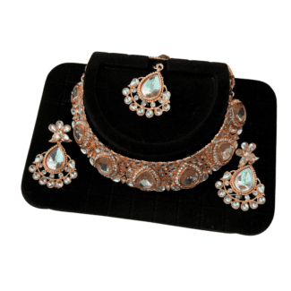 Rose Gold Necklace set with Tikka