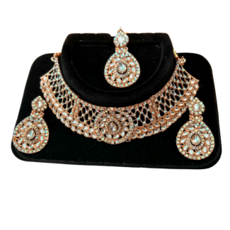 Rose Gold Necklace set with Tikka