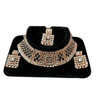 Rose Gold Necklace set with Tikka