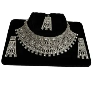 White Stone Bridal Necklace Set with Tikka
