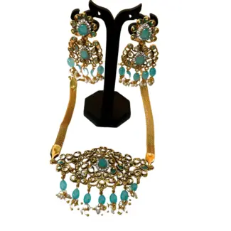 Sky Blue Coloured Choker and Earrings