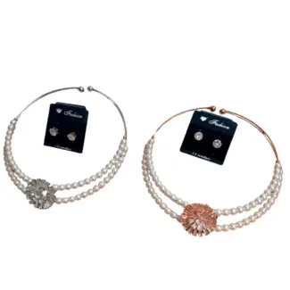 Fit to Neck pearl Choker with Earrings