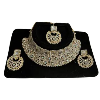 White stoned Full Necklace Set