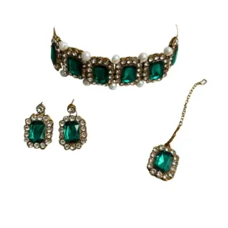 Ethnic Stone Choker with Earring & Tikka