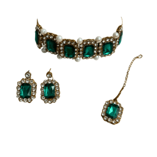 Ethnic Stone Choker with Earring & Tikka