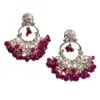 Deep Magenta Beaded Kundan Earrings