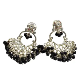 Black Pearl Kundan Beaded Earrings