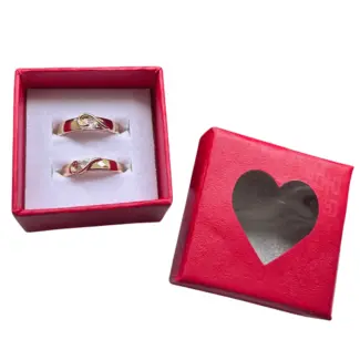 Connected Heart Gold coloured Couple Rings