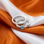 Blue stone Silver Couple Rings