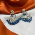 Royal Blue Beaded Kundan Earrings