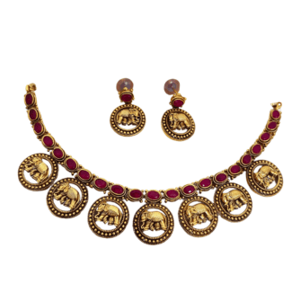 Simple Elephant designed Necklace with Earrings