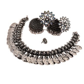 Oxidised Necklace & Jhumka with Free Nosepin