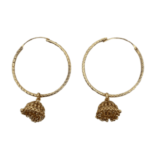 Gold Plated Adjustable Ring Jhumki Earrings