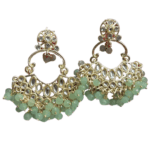 Muted Green Beaded Kundan Earrings