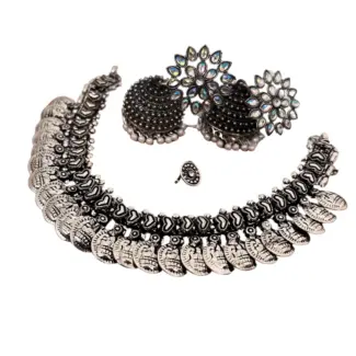 Oxidised Necklace & Jhumka with Free Nosepin
