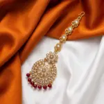 White stone with Maroon Beaded Tikka