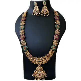 Peacock designed floral work Haram and Earrings