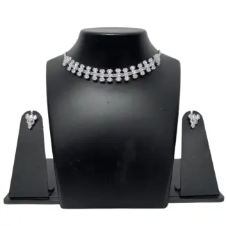 White stone simple stone Necklace with Earrings