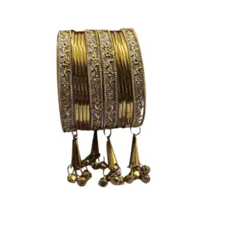 Golden Bangles with Tassels