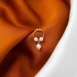 Golden Nose Septum with white beads