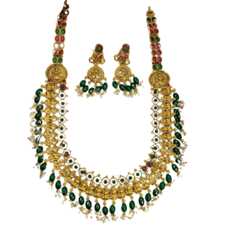 Gold plated Kepm stone Haram set with Earrings