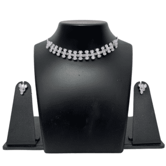 White stone simple stone Necklace with Earrings