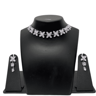 White stone simple stone Necklace with Earrings