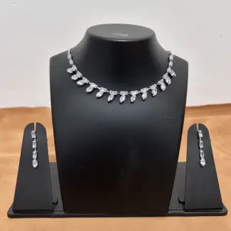 White stone Simple Necklace with Earrings