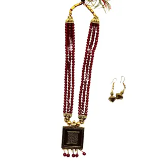 Multilayer Beads Mala and Earrings