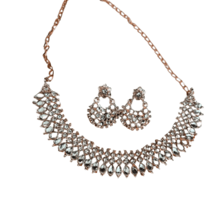 White stone simple necklace and earrings