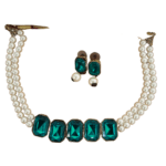 White Beads Choker with Stones and Earrings